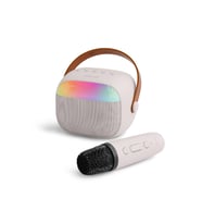 Polosmart FS101 Kablosuz RGB Led Aydınlatmalı Bluetooth 5.4 Mikrofonlu Karaoke Set Beyaz