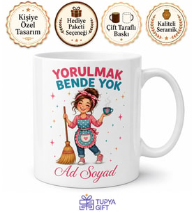 Ev Hanımı Esprili Kupa Süper Anne Yorulmaz Çamaşır Bulaşık Hediye Bardak