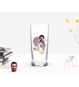 BK Gift Kişiye Özel Erkek Karikatürlü Rakı Bardağı-1 (Beyaz)