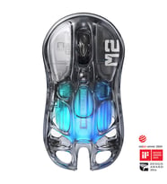 GravaStar Mercury M2 RGB 26.000 DPI Optik Gaming Mouse, Kablosuz, Transparent Black