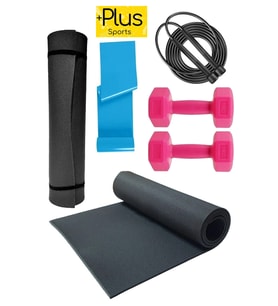 PREMİUM Egzersiz Seti Pilates Minderi 2 X 1 Kg Dambıl Pilates Lastiği Ve Atlama Ipi Seti