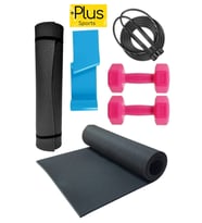 PREMİUM Egzersiz Seti Pilates Minderi 2 X 1 Kg Dambıl Pilates Lastiği Ve Atlama Ipi Seti