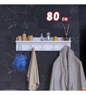 Modilayn Kedi Serisi 5’li Banyo Askısı Seti 76,4x18cm 15 Kancalı Raflı Düzenleyici Yer Tasarrufu