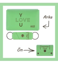 Fıstık Yeşil, I LoVE YOu Desenli, İsme Özel Cüzdan Ve Anahtarlık Set, Mükemmel Anı Hediyesi (Fıstık Yeşili)