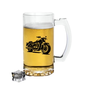 Motorcu Baskılı Bira Bardağı - Bira Bardak (Şeffaf)
