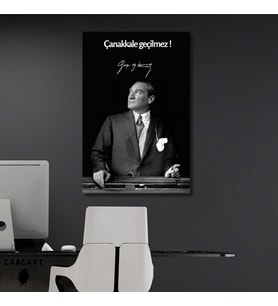 Tekli Dikey Kanvas Makam Panosu Atatürk Sözleri Çanakkale Geçilmez!