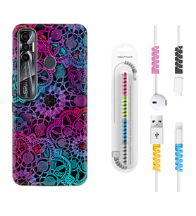 Tecno Spark 6 6 Go 8C 8 Pro 7 7 Pro Kılıf Kablo Koruma Spiral Silikon Colurful Mandala 1667
