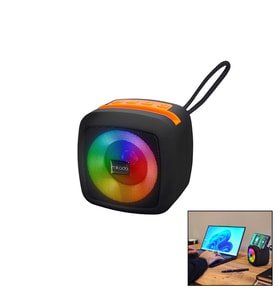 SİYAH KABLOSUZ HOPARLÖR - SPEAKER TAŞINABİLİR IŞIKLI USB ŞARJLI BT - TF CARD 10 MT MENZİL 1200mAH PİL - 5W (5668)