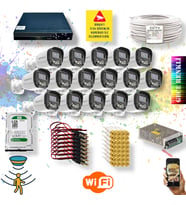 QROMAX 16 Kameralı Set - Gece Renkli Gösteren Hareket Algılayan 5MP SONY Lensli 4 Ultra Warm Ledli FULLHD Güvenlik Kamerası Seti 2304W-9016