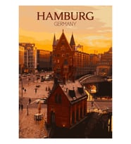 Hamburg Tablo Ahşap Poster Dekoratif