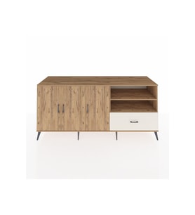Kronos Konsol 4 Raflı Tek Çekmeceli 3 Kapaklı 220x59x99 Çam-Çam/Aytaşı
