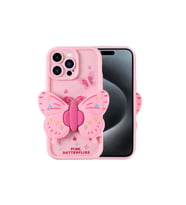 Apple iPhone 15 Pro Max Uyumlu Kılıf Kamera Korumalı Figür Tasarımlı Zore Kapya Kapak (Açık Pembe)