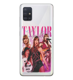 Samsung Galaxy A71 Uyumlu Taylor Swift Desenli Şeffaf Telefon Kılıfı