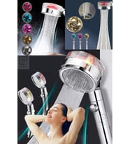 Turbo Duş Başlığı Basınçlı Yağmurlama Stop Düğmeli Asorti Renk Pervaneli Su Tasarruflu Banyo Başlık