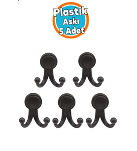 Duvar Askısı Elbise Askılığı Plastik Siyah 5 Adet