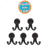 Duvar Askısı Elbise Askılığı Plastik Siyah 5 Adet