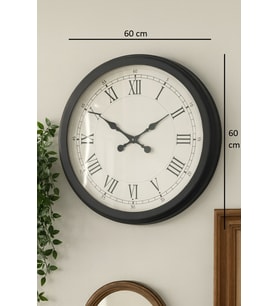 60 cm Siyah Metal Roma Rakamlı Duvar Saati (Standart)