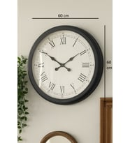 60 cm Siyah Metal Roma Rakamlı Duvar Saati (Standart)