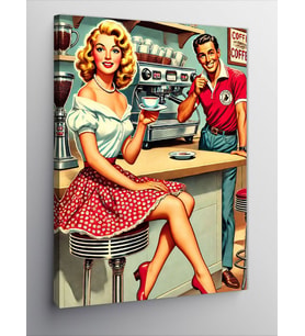 Kanvas Tablo Klasik Kafe Ve Retro Çift