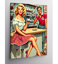 Kanvas Tablo Klasik Kafe Ve Retro Çift