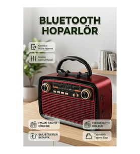 Taşınabilir Bluetooth Hoparlör – FM/AM Radyo, Şarj Edilebilir Batarya, 1 kg