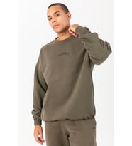 Maraton Oversize Erkek Bisiklet Yaka Açık Haki- Sweatshirt