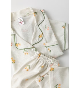 Uzun Kol Gömlek Yaka Kadın Pinterest Pijama Takımı - Mevsimlik Kadın Pijama- Geniş Beden Aralığı (Yeşil)