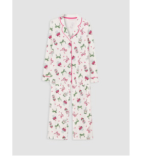 LCW DREAM Ekru Gömlek Yaka Desenli Kadın Pijama Takımı