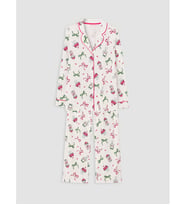 LCW DREAM Ekru Gömlek Yaka Desenli Kadın Pijama Takımı