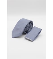 Mavi-Gri Desenli 7 Cm Kravat 1090260117