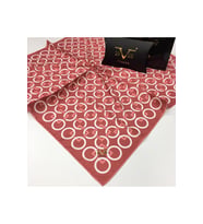 Geometrik Desen Black Seri Twill Eşarp Eşarp Askısı ile Birlikte 90x90 cm Pembe-