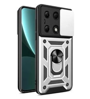 Newface Xiaomi Poco M6 Pro 4G Kılıf Pars Lens Yüzüklü Silikon - Gümüş