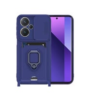Xiaomi Redmi Note 13 Pro Plus Kılıf Zuma Kartvizitli Yüzüklü Silikon - Lacivert