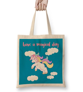 Pastel Unicorn Have A Magical Day Bez Çanta Uzun Saplı