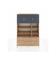 Hyperion Dolap 10 Raflı 4 Çekmeceli 3 Kapaklı 132x44x195 Çam-Antrasit/Çam
