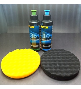 PASTA CİLA SETİ EPOKSİ PARLATMA POLİSAJ SETİ 250 ML  250 ML  YUMUŞAK SİYAH PED ORTA SERTLİK SARI PED