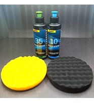PASTA CİLA SETİ EPOKSİ PARLATMA POLİSAJ SETİ 250 ML  250 ML  YUMUŞAK SİYAH PED ORTA SERTLİK SARI PED
