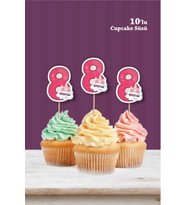 Unicorn Temalı * 8 (sekiz) Yaşında Cupcake Süsü '10lu