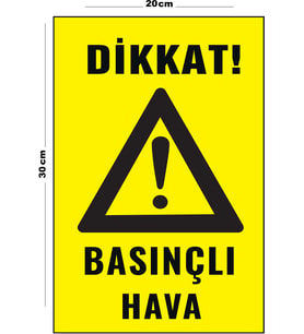 Metal Basınçlı Hava 20cm x 30cm A4 Büyüklüğünde Uyarı Levhası Yönlendirme Tabelası