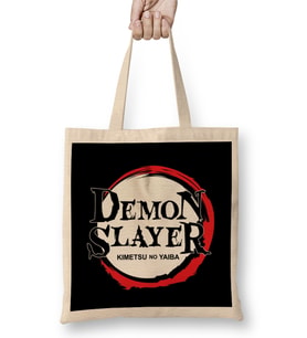 Logo Demon Slayer Kimetsu no Yaiba Bez Çanta Uzun Saplı