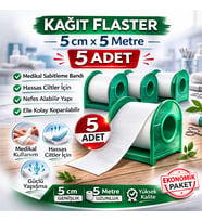 Kağıt Flaster 5 cm x 5 m 5 Adet Medikal Sabitleme Bandı Hassas Ciltler İçin