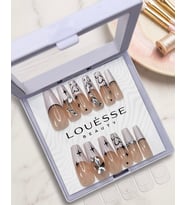 Louésse Midnight Muse Takma Tırnak 12’li Siyah Detaylı Taşlı Gece Stil Nail Set