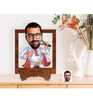 BK Gift Kişiye Özel Elivs Presley Karikatürlü Ahşap Standlı 3D Biblo-1 (Beyaz)