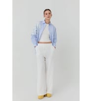 Beli Lastikli Bol Paça Pantolon Beyaz