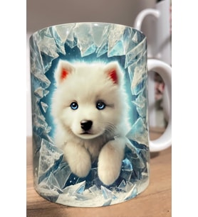 Mavi Gözlü Köpekli Kupa Bardak 3d Efekt Kedi Baskılı Kupa Bardak - The Kam Concept