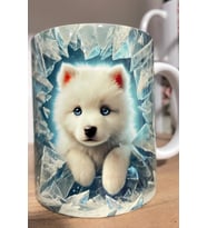 Mavi Gözlü Köpekli Kupa Bardak 3d Efekt Kedi Baskılı Kupa Bardak - The Kam Concept