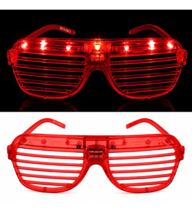 Led Işıklı Panjur Parti Gözlüğü Kırmızı Renk Shutter Gözlük