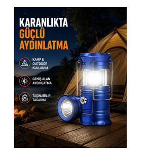 Mey İthalat® Güneş Enerjisiyle Çalışan Kamp Feneri Hafif Portatif Uzun Ömürlü