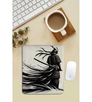 SonicTouch Bilek Destekli Samuray Siyah Beyaz Dikdörtgen Pürüzsüz Yüzey Dikişsiz Mouse Pad 18x22cm