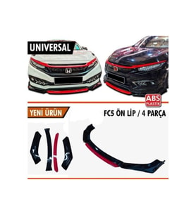 Universal Flaplı 4 Parça Lip Piano Black Kırmızı Dilli